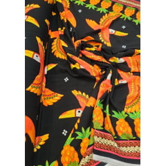 Viscose Estampada Digital Fundo Preto E0001