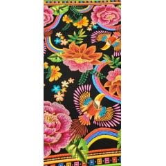 Viscose Estampada Digital Fundo Preto M0101