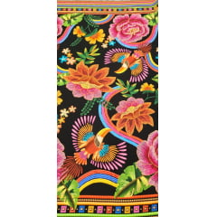  Viscose Estampada Digital Fundo Preto M0101