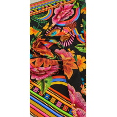  Viscose Estampada Digital Fundo Preto M0101