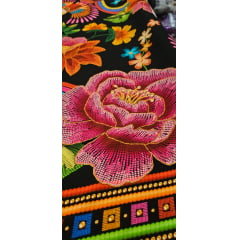 Viscose Estampada Digital Fundo Preto M0101