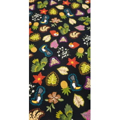  Viscose Estampada Digital Fundo Preto P6732