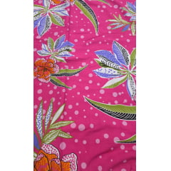 Viscose estampada floral com poá- Comprimento 3,70 m x Largura 1,50 m  