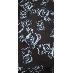 Viscose Estampada Ursos Digitais Fundo Preto