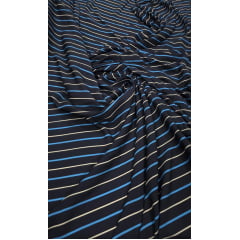 Viscose Listrada Azul e Branco