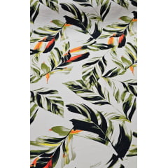 Viscose Pesada Rustique Estampada Floral Verde com Laranja 11B