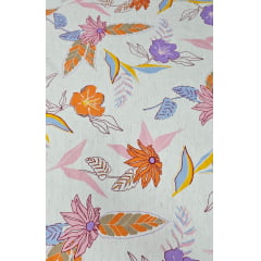 Viscose Pesada Rustique Estampada Flores Laranja 1A