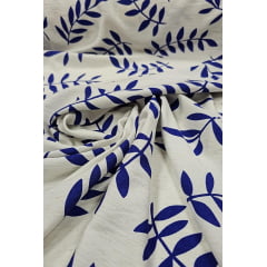 Viscose Pesada Rustique Estampada Ramos Azul Royal 6B