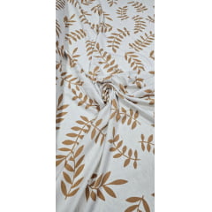 Viscose Pesada Rustique Estampada Ramos Bege
