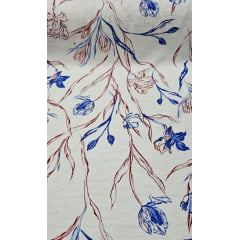 Viscose Pesada Rustique Estampada Vermelho e Azul 4B