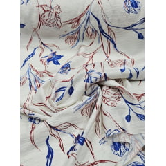 Viscose Pesada Rustique Estampada Vermelho e Azul 4B
