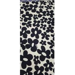 Viscose Premium Baw Flores Preto Fundo Off White
