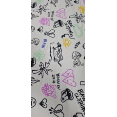 Viscose Premium Baw Rabiscos Fundo Creme