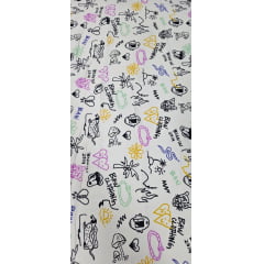 Viscose Premium Baw Rabiscos Fundo Creme