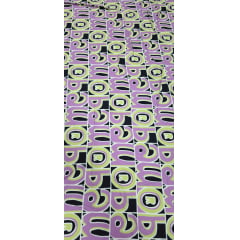 Viscose Premium Estampa Baw Fundo Verde e Lilás 