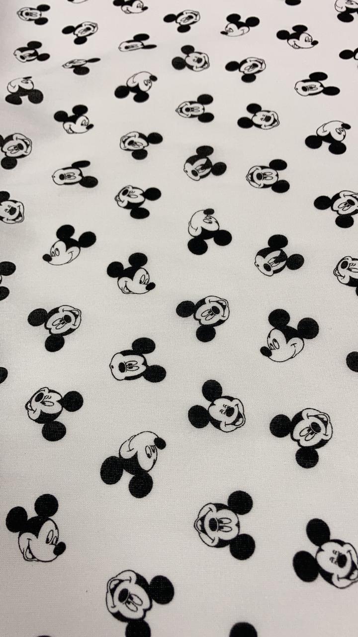 Tricoline Estampada Fio 30 Mickey Fundo Off White Só Tecidos