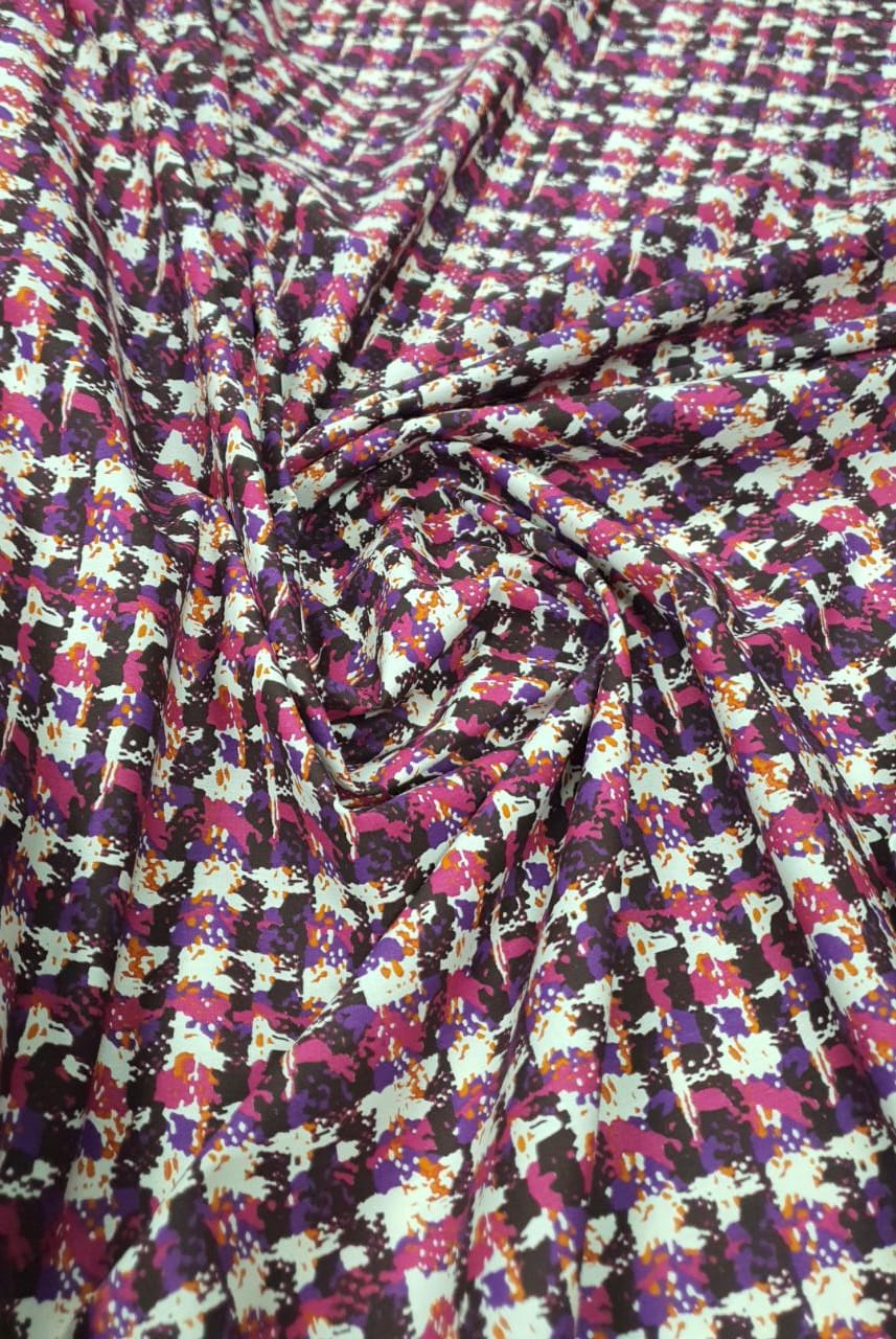 Tricoline Estampada Tweed Multicolor Pink 100% Algodão