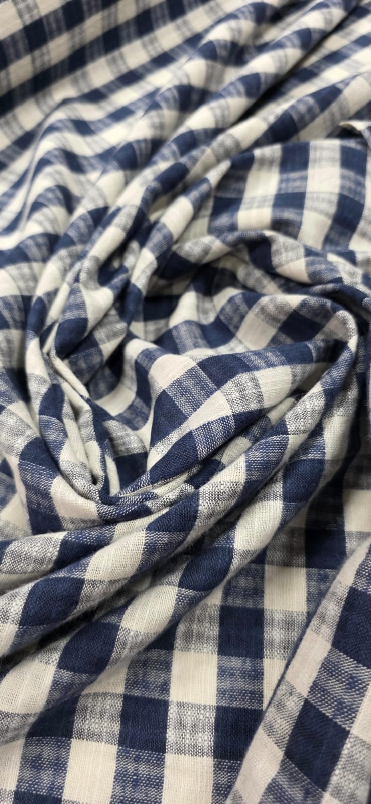 Tricoline Xadrez Fio Tinto Renaux Azul Marinho e Branco