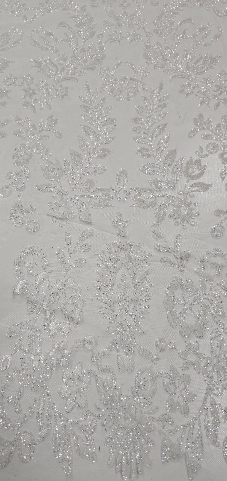 Tule  Floral com Glitter Branco Furtacor