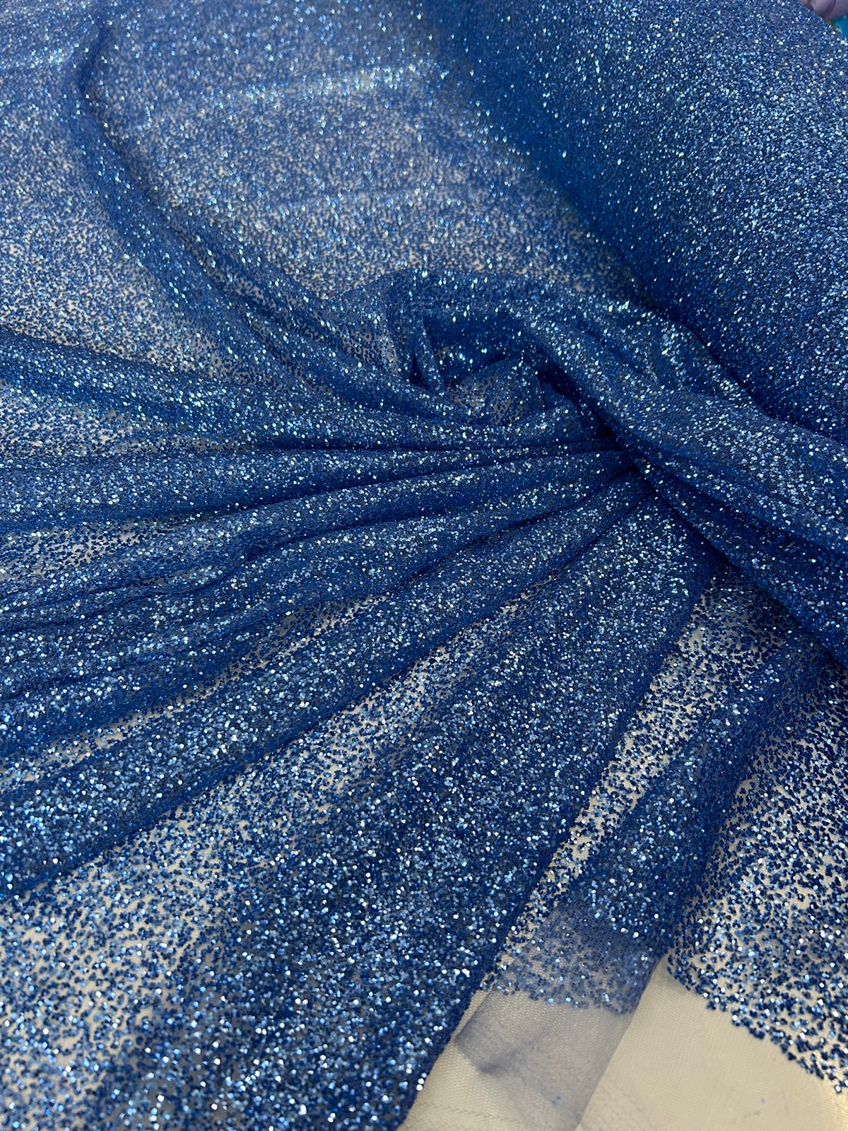 Tule com Glitter Azul Celeste Pesado 02 