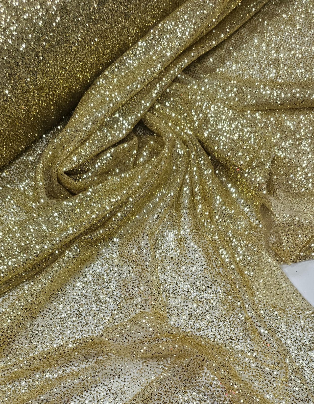 Tule com Glitter Dourado Claro Pesado  