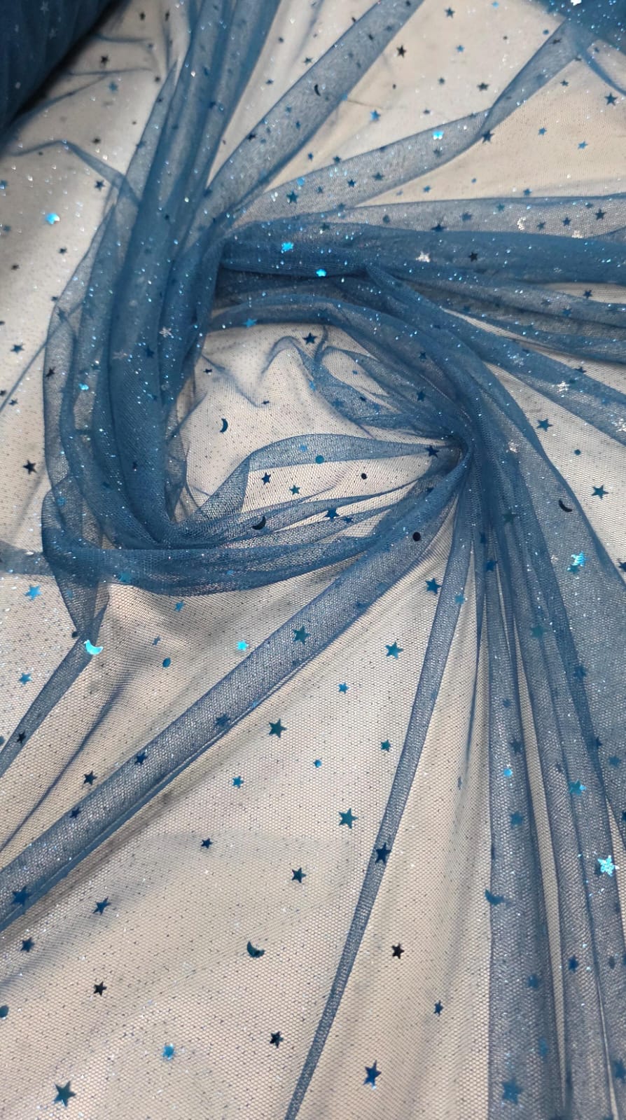 Tule com Glitter Fantasy STAR Azul Petróleo