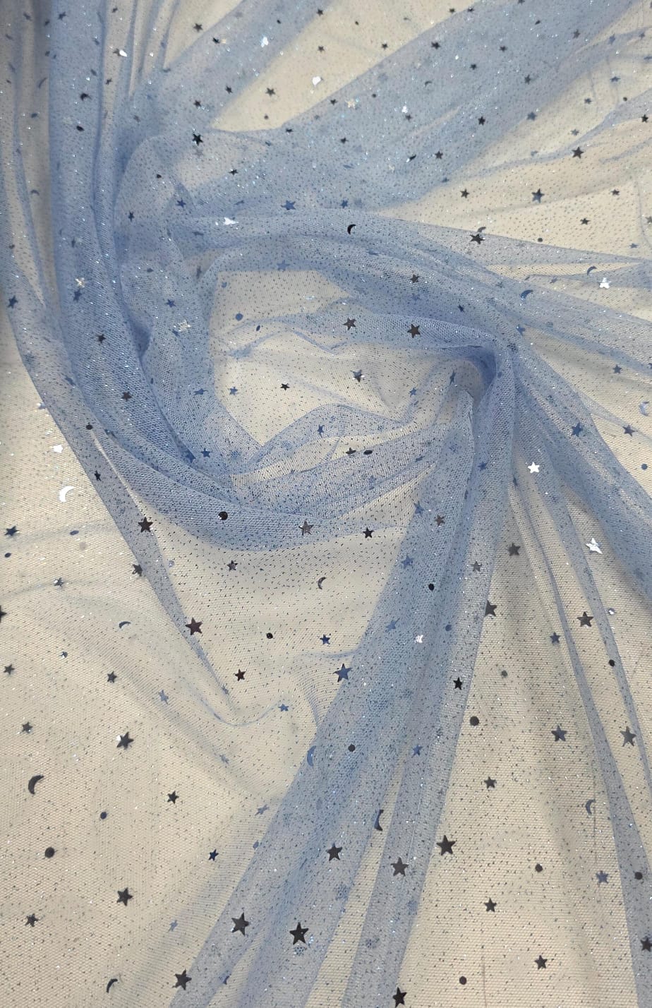 Tule com Glitter Fantasy STAR Azul Serenity