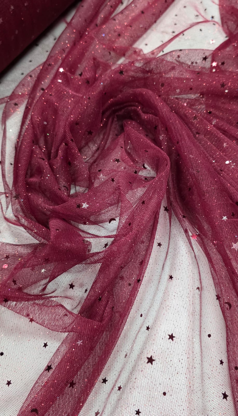 Tule com Glitter Fantasy STAR Marsala