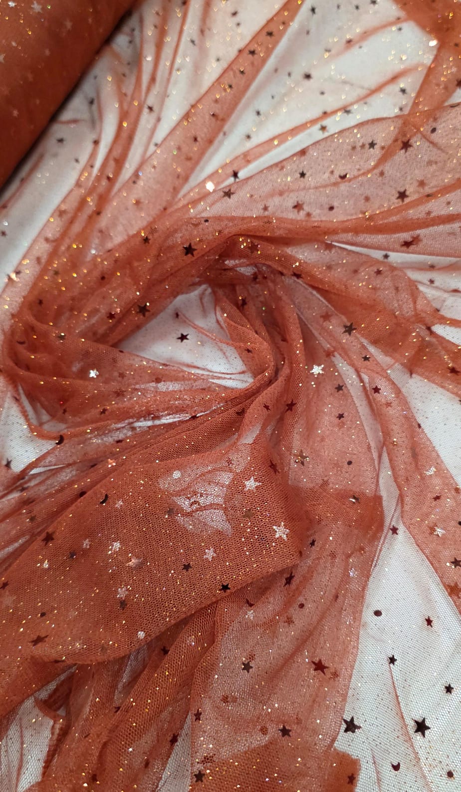 Tule com Glitter Fantasy STAR Terracota