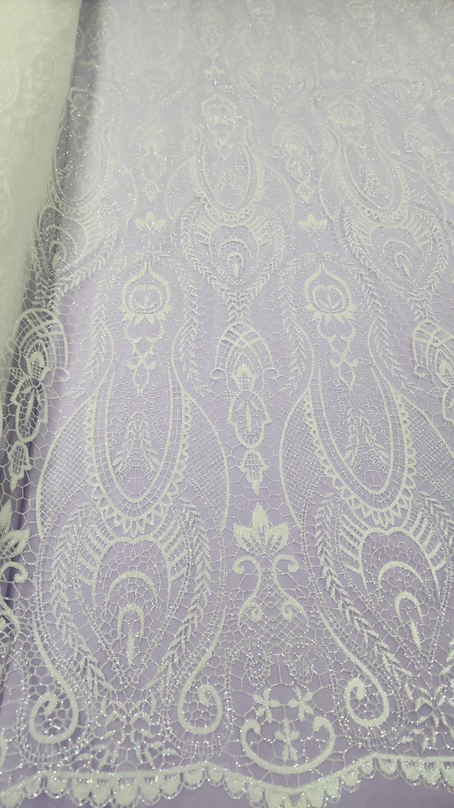 Tule com Glitter Furtacor e Miçangas Branco Modelo 21103
