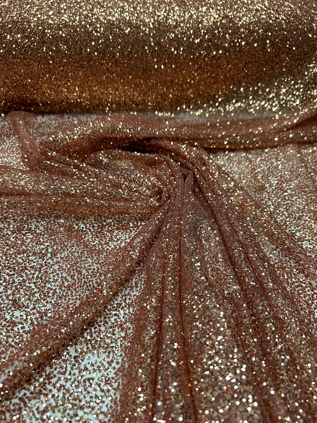 Tule com Glitter Rosê Gold Pesado 02 