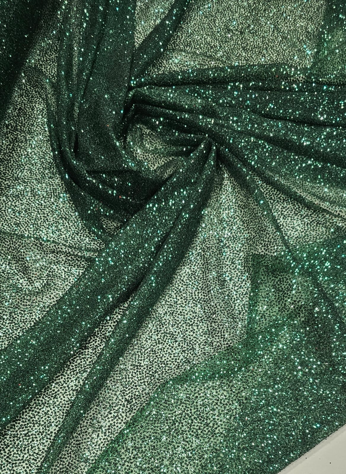 Tule com Glitter Verde Folha Pesado  02 