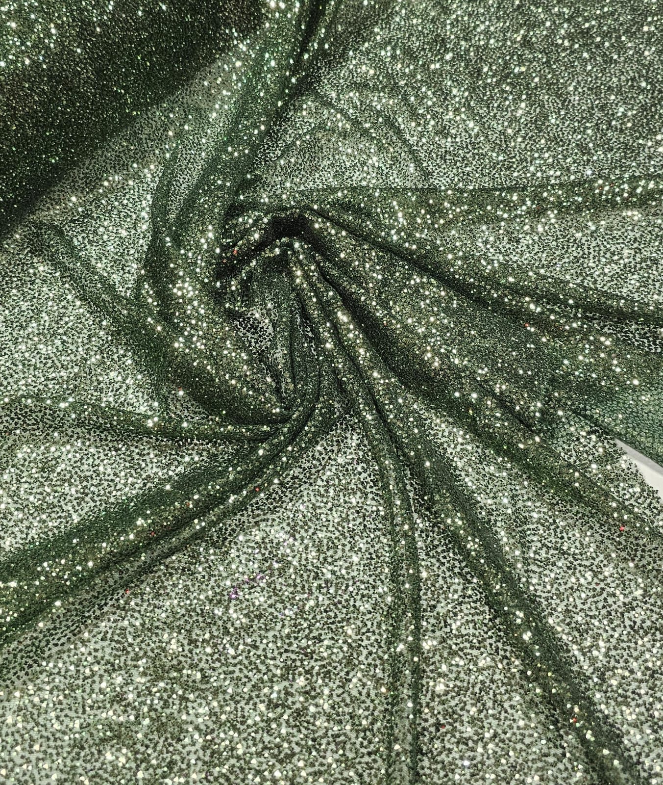 Tule com Glitter Verde Oliva  Pesado 02