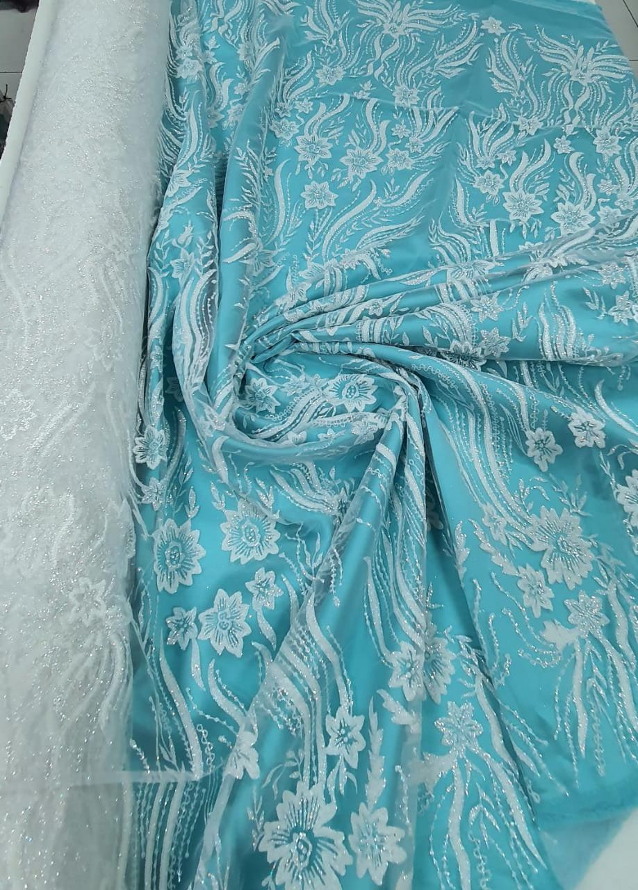 Tule Flores com Glitter Furtacor e Mini Miçangas Transparentes Modelo 16804