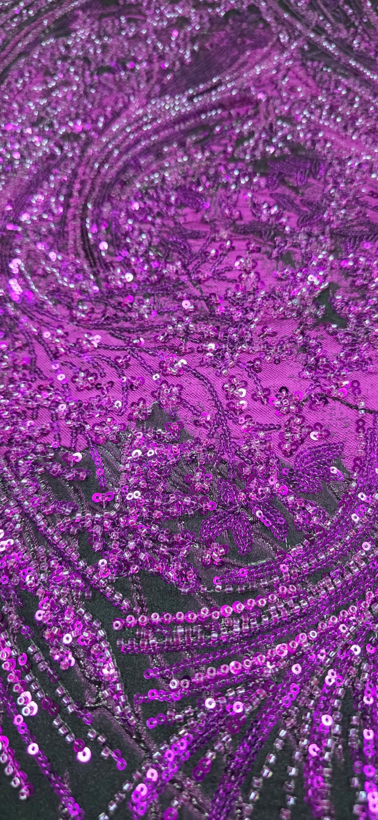 Organza Bordado Jacquard com Pedrarias Premium Fucsia HT72374