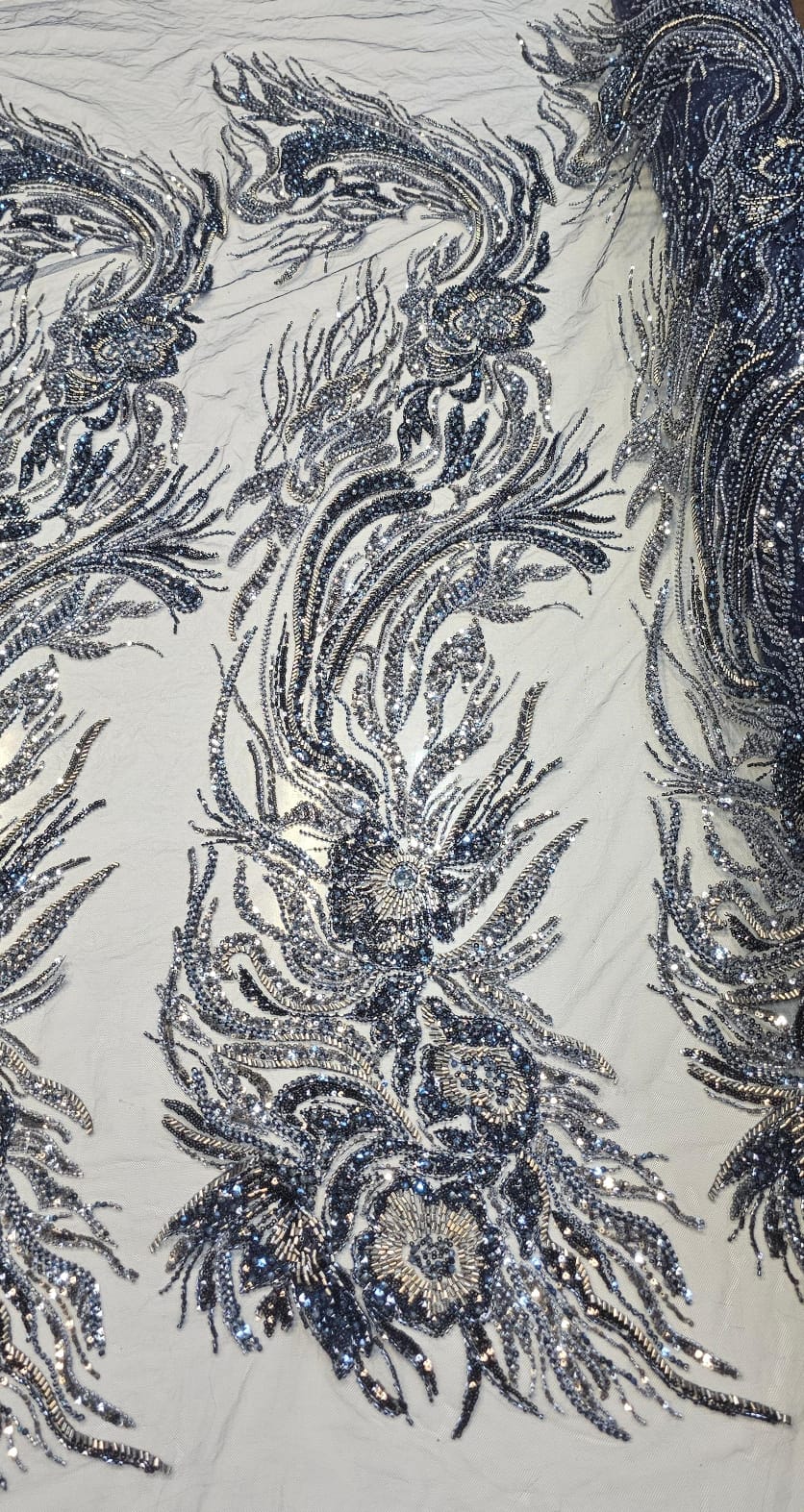 Tule Bordado com Pedrarias Premium Azul Marinho Modelo HT98645
