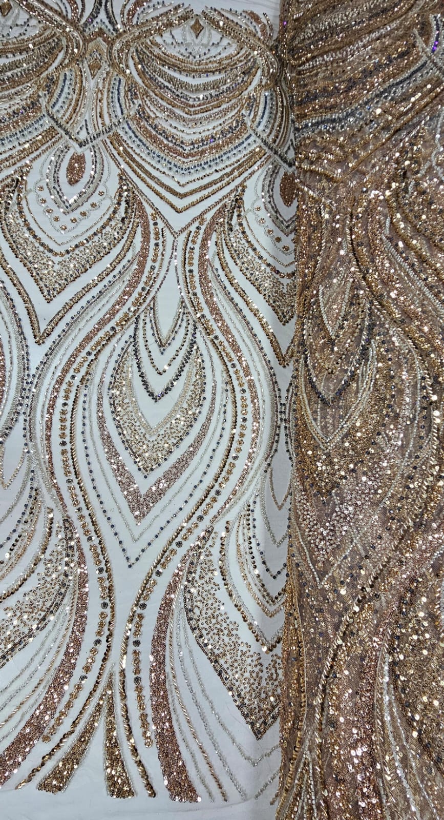 Tule Bordado com Pedrarias Premium Dourado Multicolor HT97504 