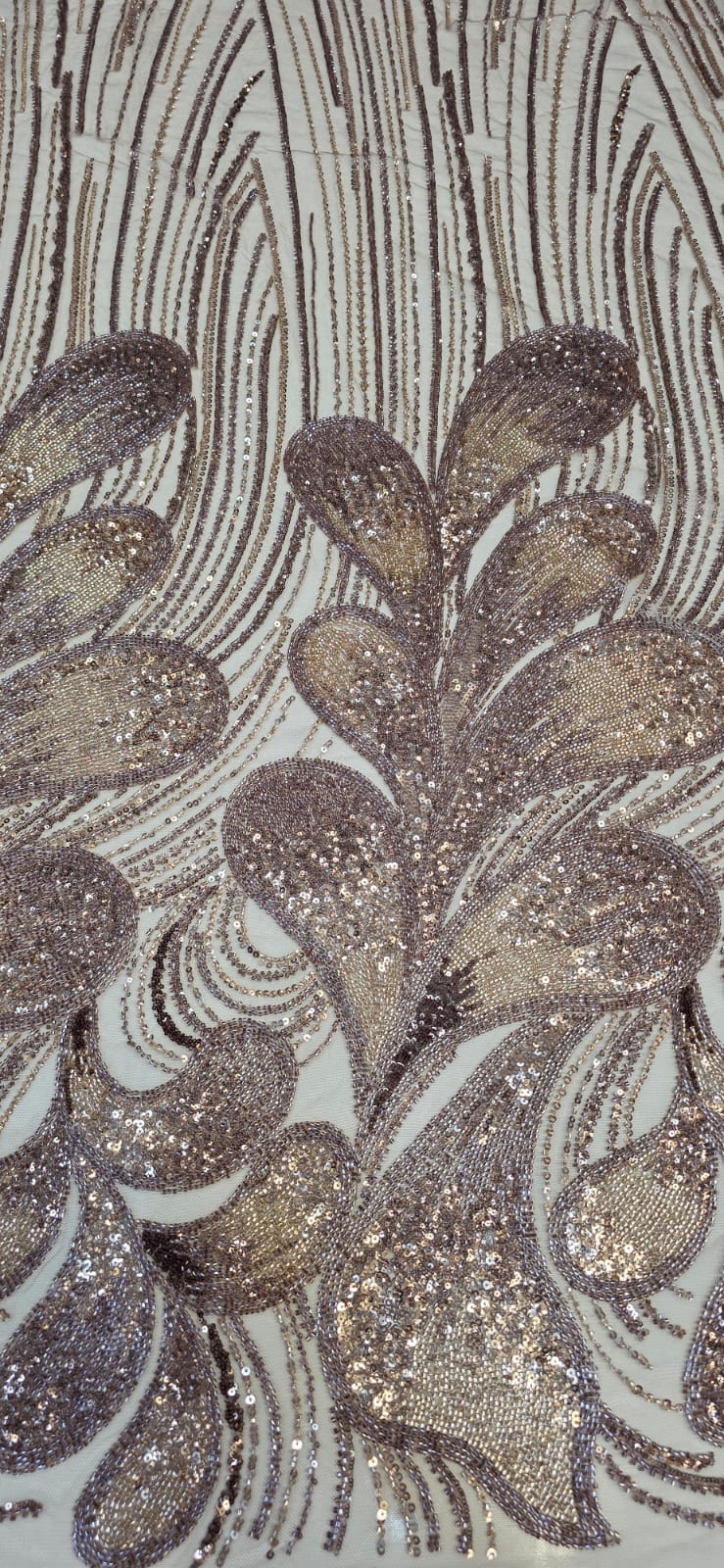 Tule Bordado com Pedrarias Premium Marrom com Bronze Multicolor HT70519