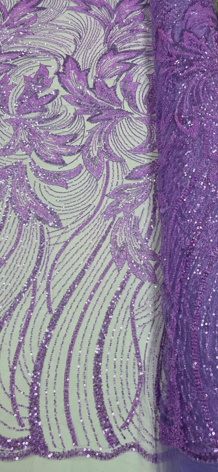 Tule Bordado com Pedrarias Premium Monte Carlo Lilás Modelo 274