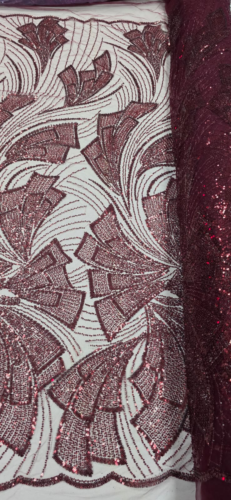 Tule Bordado com Pedrarias Premium Monte Carlo Marsala Modelo 275