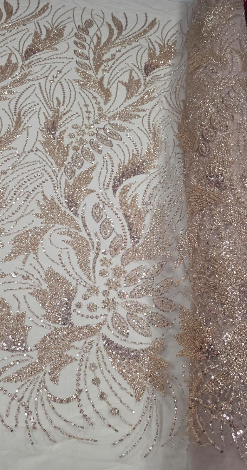 Tule Bordado com Pedrarias Premium Monte Carlo Rosê Gold Modelo 336