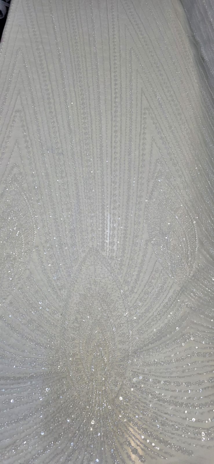 Tule Bordado com Pedrarias Premium Off White  3357A