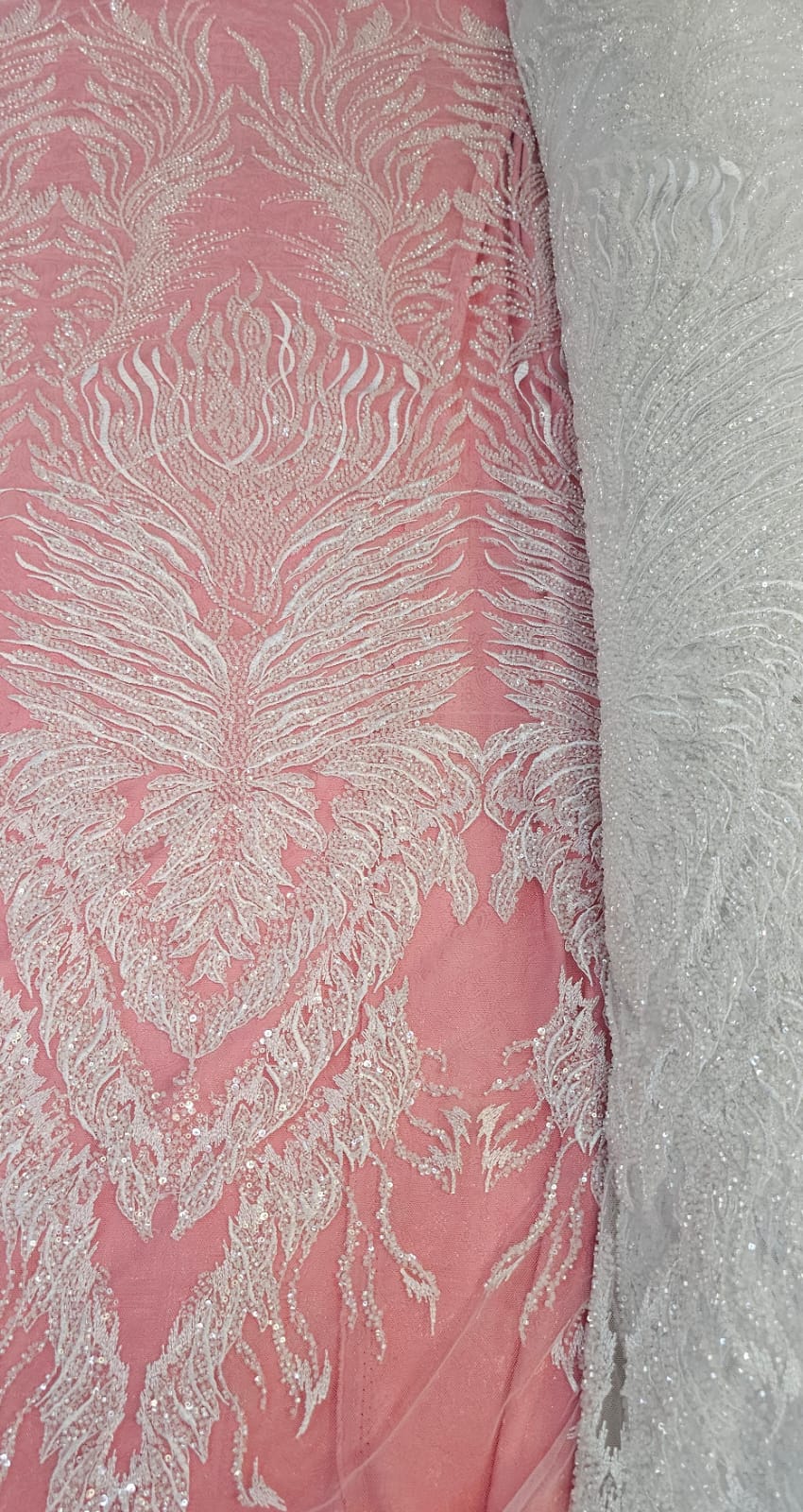 Tule Bordado com Pedrarias Premium Off White  HS1855 