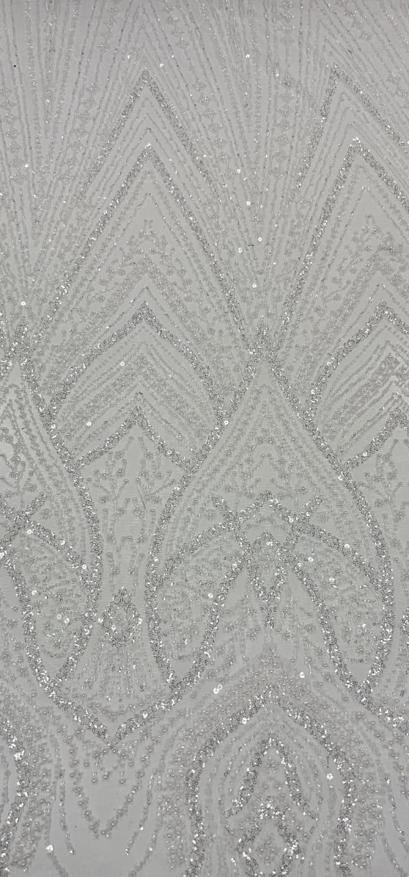 Tule Bordado com Pedrarias Premium Off White Y2236