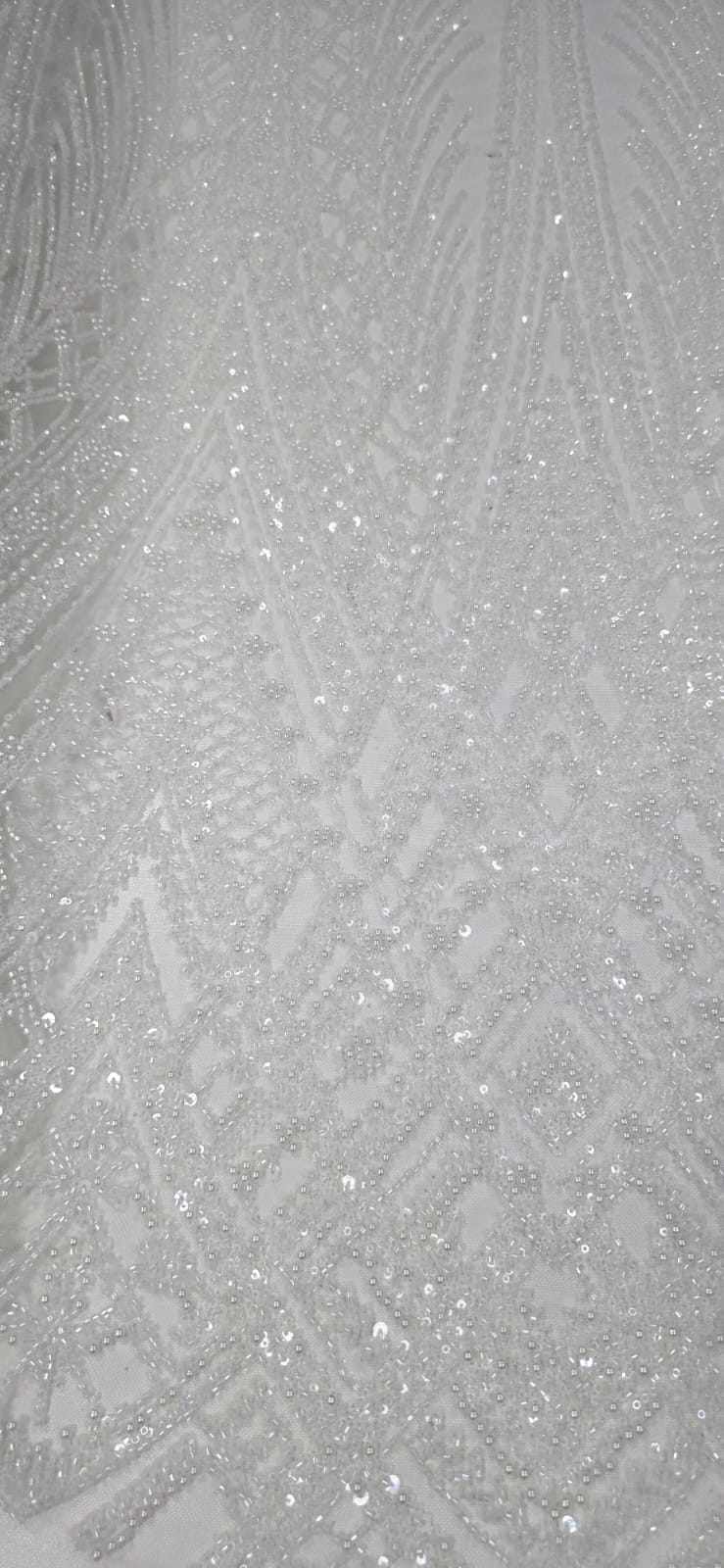 Tule Bordado com Pedrarias Premium Paris Off White BC5A