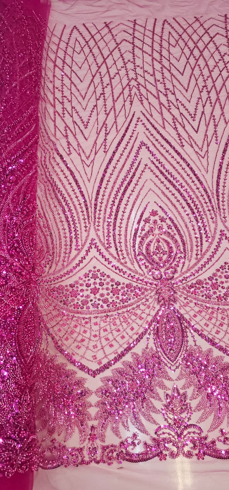 Tule Bordado com Pedrarias Premium  Pink 16871A