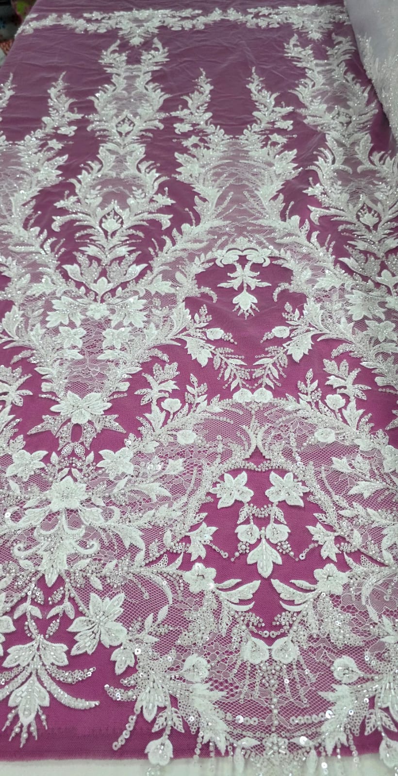 Tule Bordado com Pedrarias Premium Turquia Branco Modelo 21