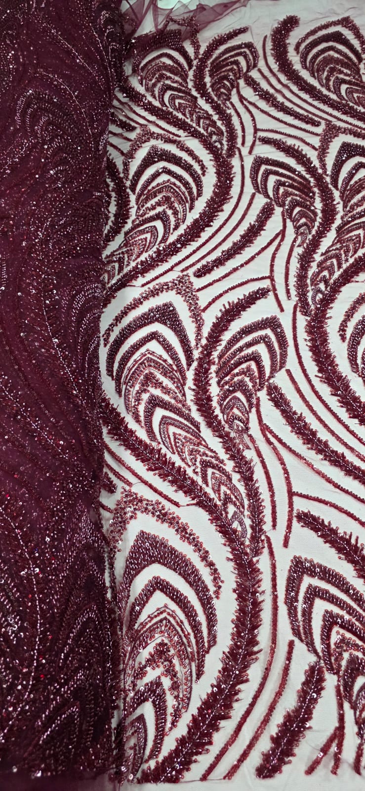 Tule Bordado Premium com Pedrarias Marsala HS1055