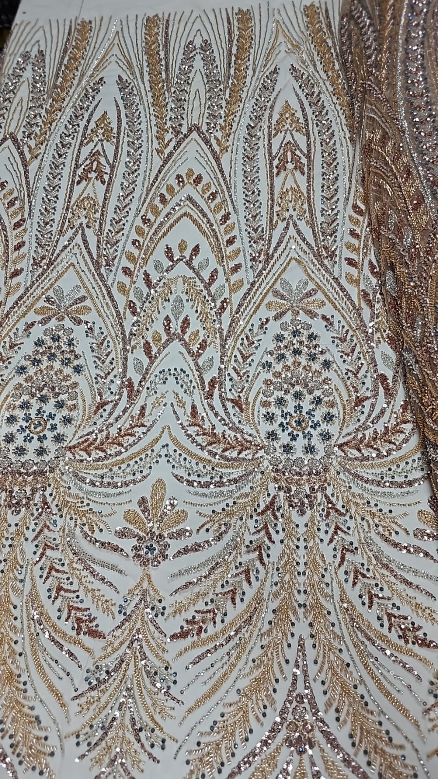 Tule Bordado Com Pedraria Super Luxo Gold HT97144