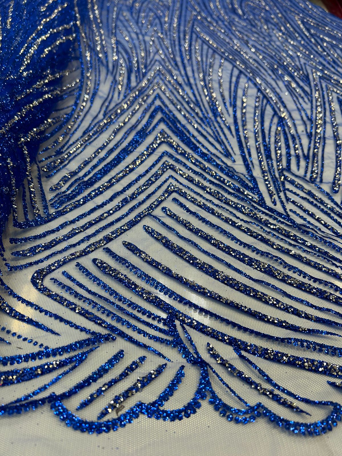 Tule com Glitter Diamond Azul Royal NN1037